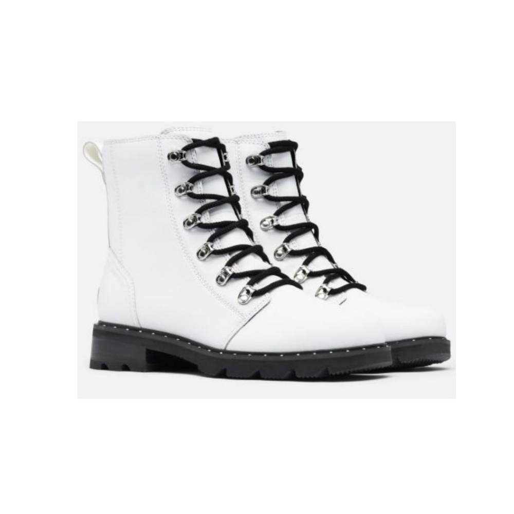 SOREL Waterproof Women's Lennox Lace Boot - White Leather Size 7.5